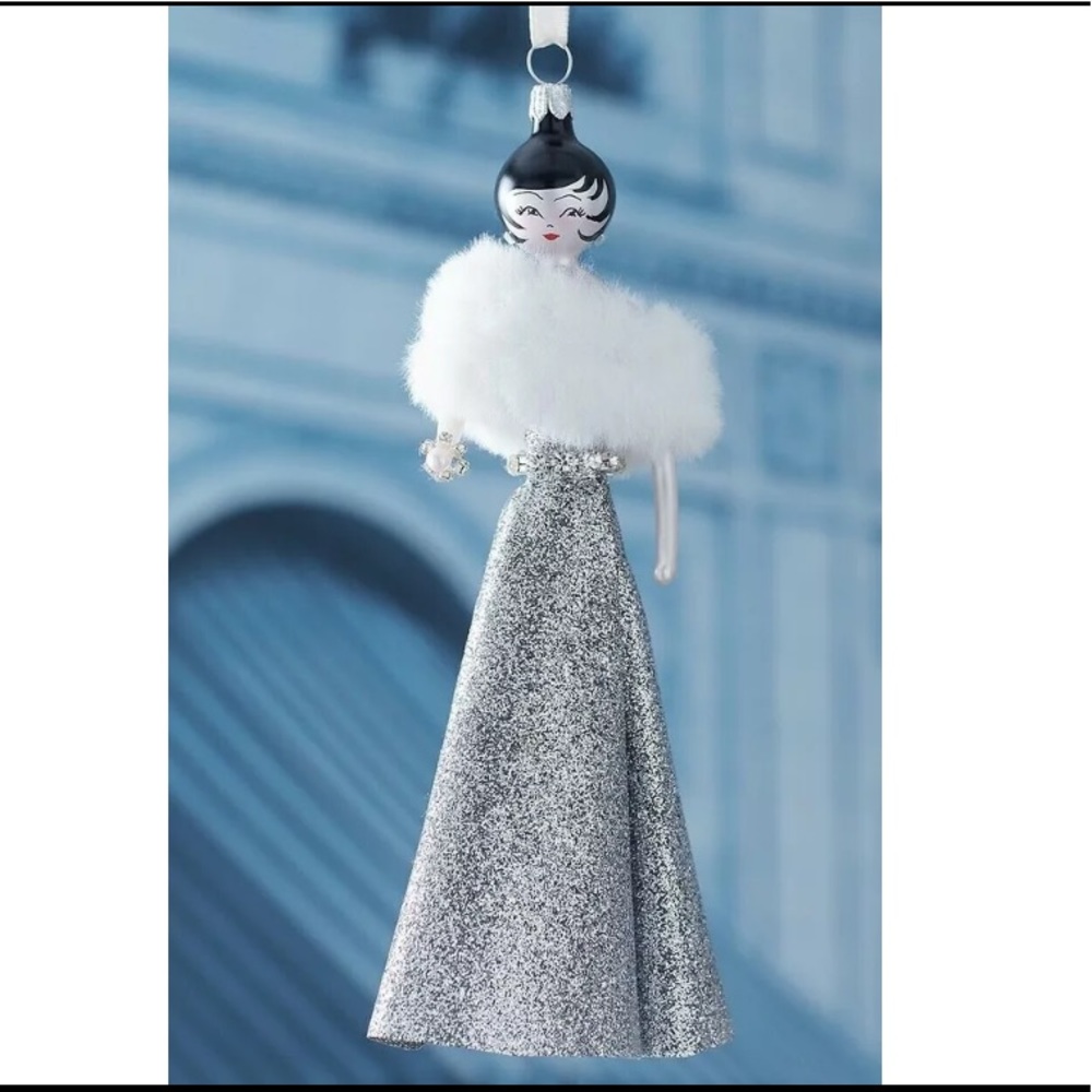 De Carlini Silver Dress Margo Christmas Ornament